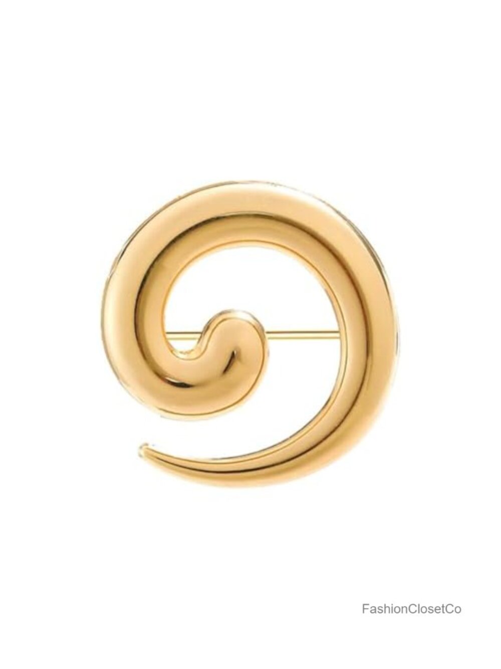 Chunky Spiral Brooch Pin Gold Silver Tone Statement Minimalist